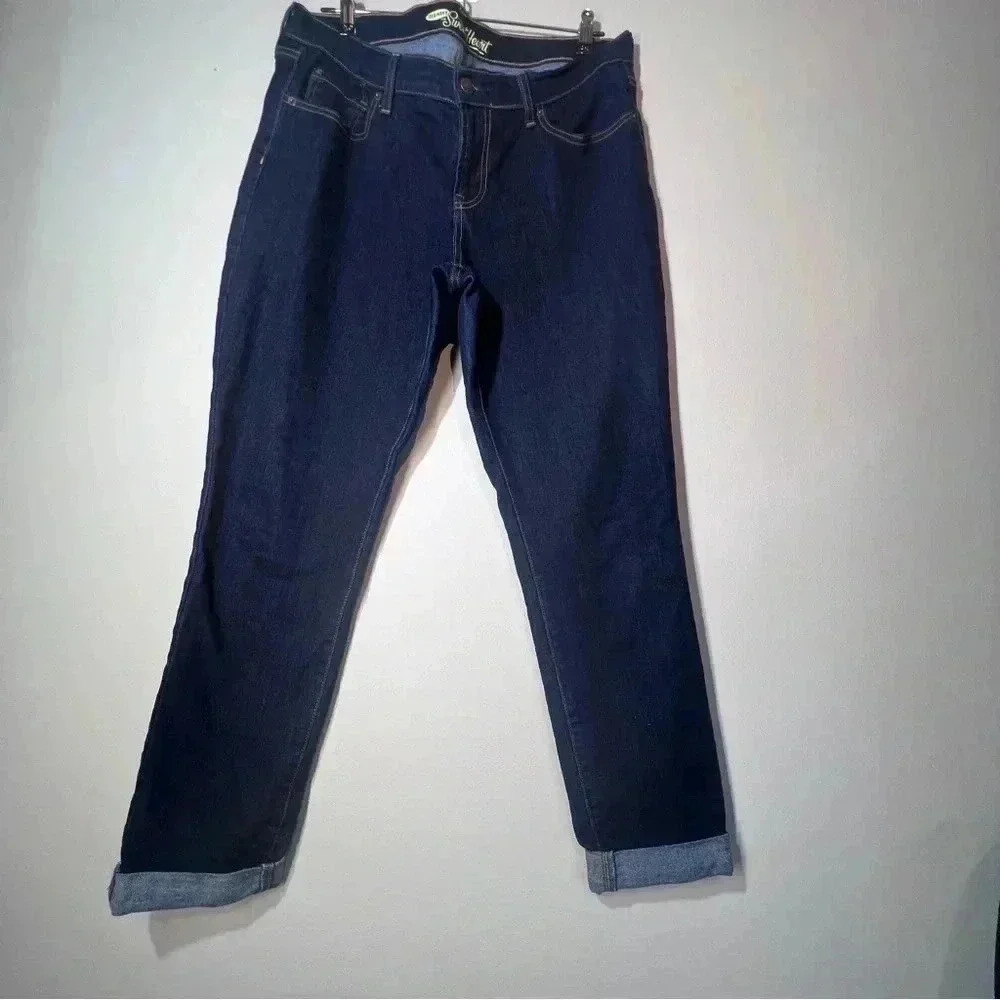 OLD NAVY Sweat Heart Skinny jeans rolled up ankle high rise dark size 12R